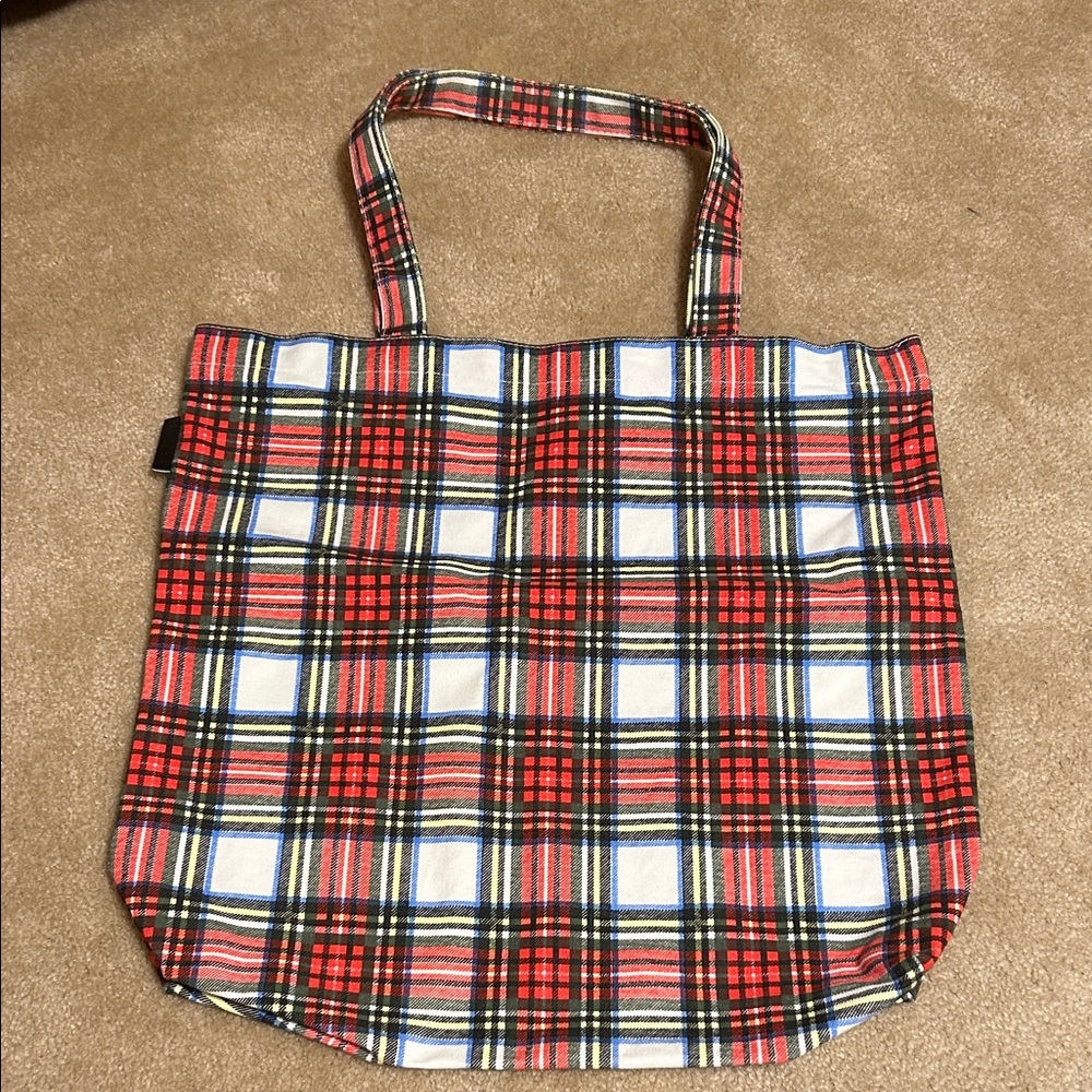 J. Crew Red and Black Plaid Tote
